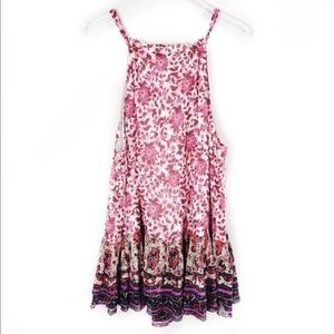 Free People Floral Printed Halter Mini Swing Dress